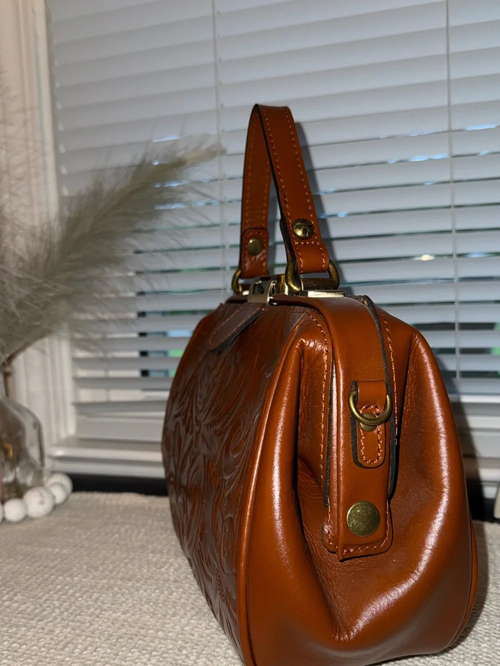 Patricia Nash Gracchi Leather Frame Satchel